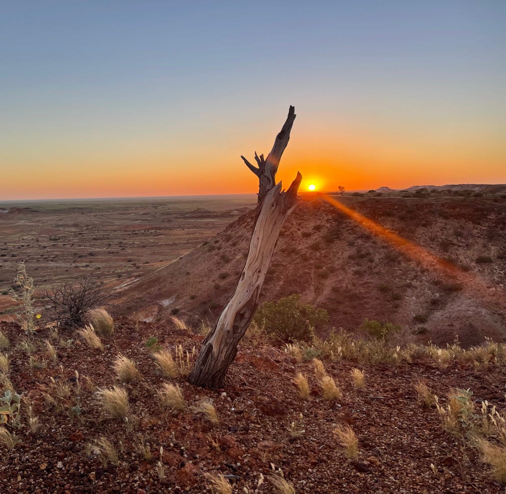 Picturesque view of Sunrise at the Breaakaways Coober Pedy on an outback tour