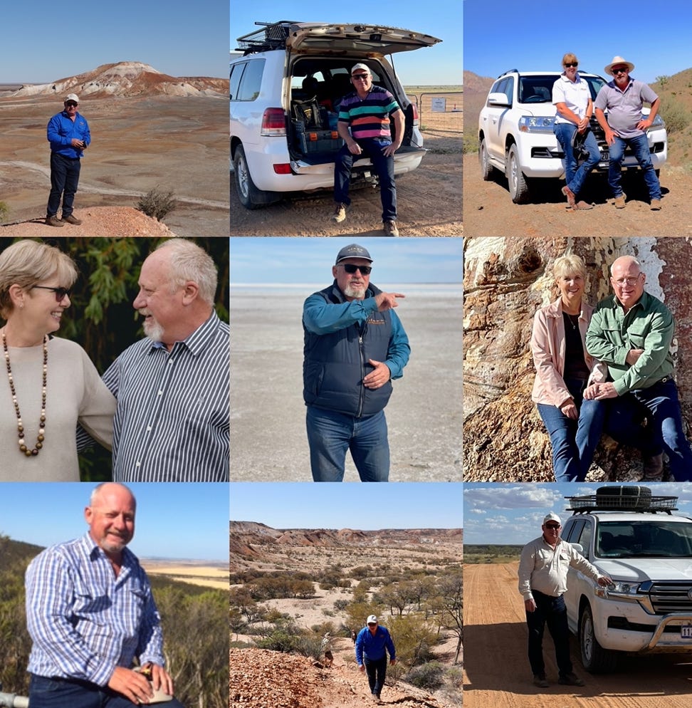 collage of the tour guides and owners on tour in outback
